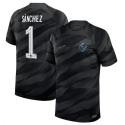 2023-24 Chelsea Sanchez 1 Goalkeeper Black Authentic Jersey